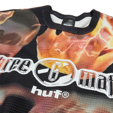 HUF x Three 6 Mafia Torched Long Sleeve Thermal Shirt - Multi