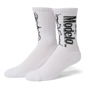 HUF x Modelo Pinstripe Can Socks - White