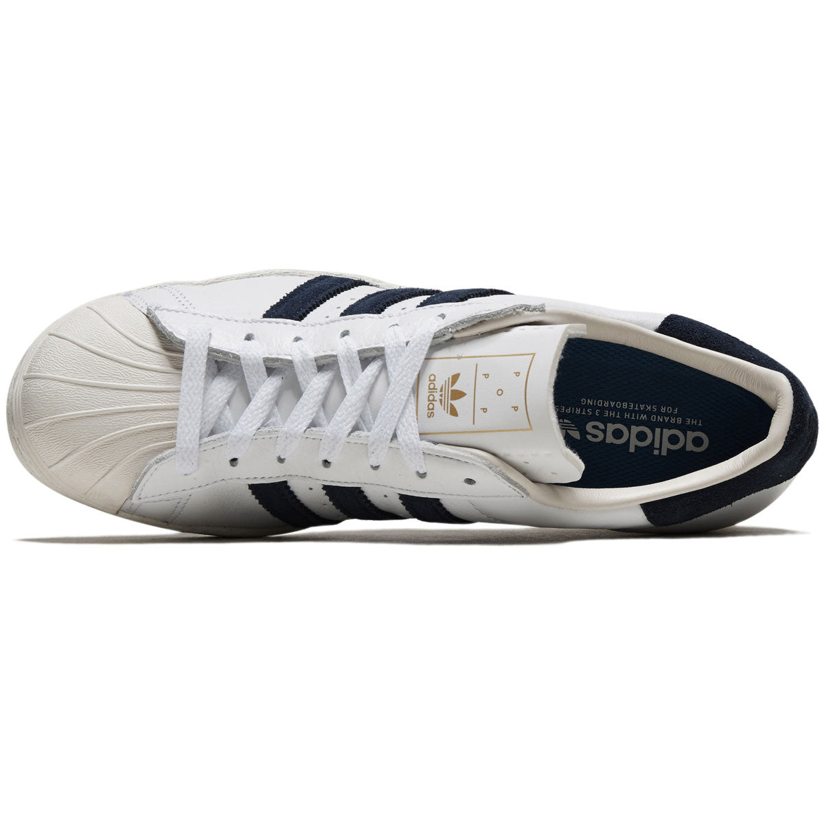 Adidas x Pop Trading Co Superstar Adv Shoes - White/Collegiate Navy/Chalk White image 3