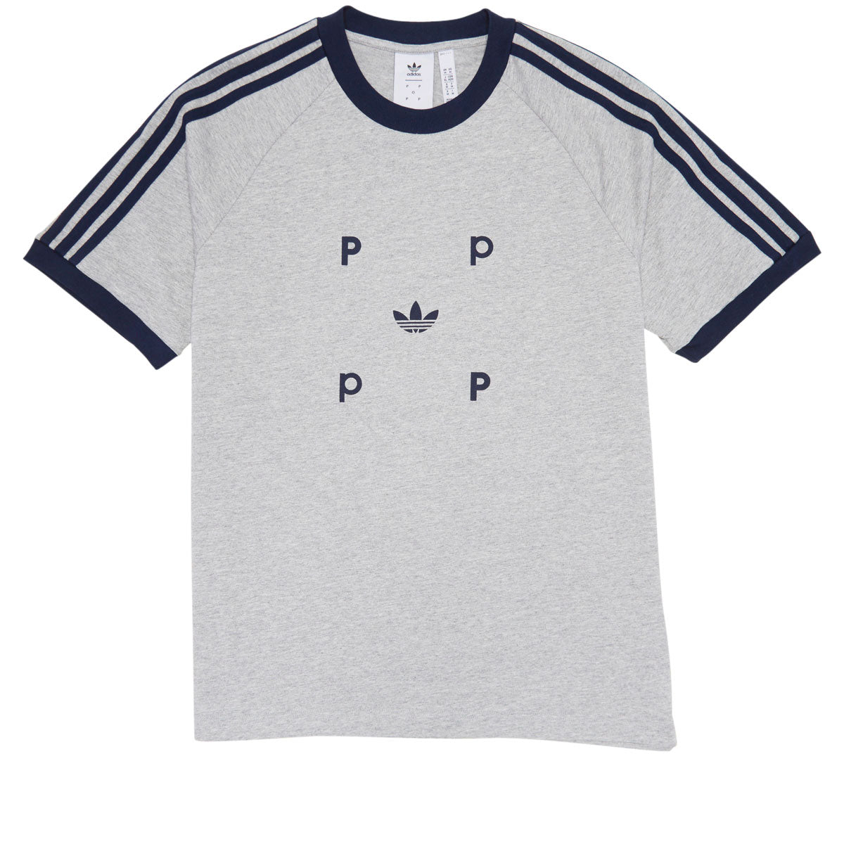 Adidas x Pop Trading Co Classic T-Shirt - Medium Grey Heather/Collegiate Navy image 1