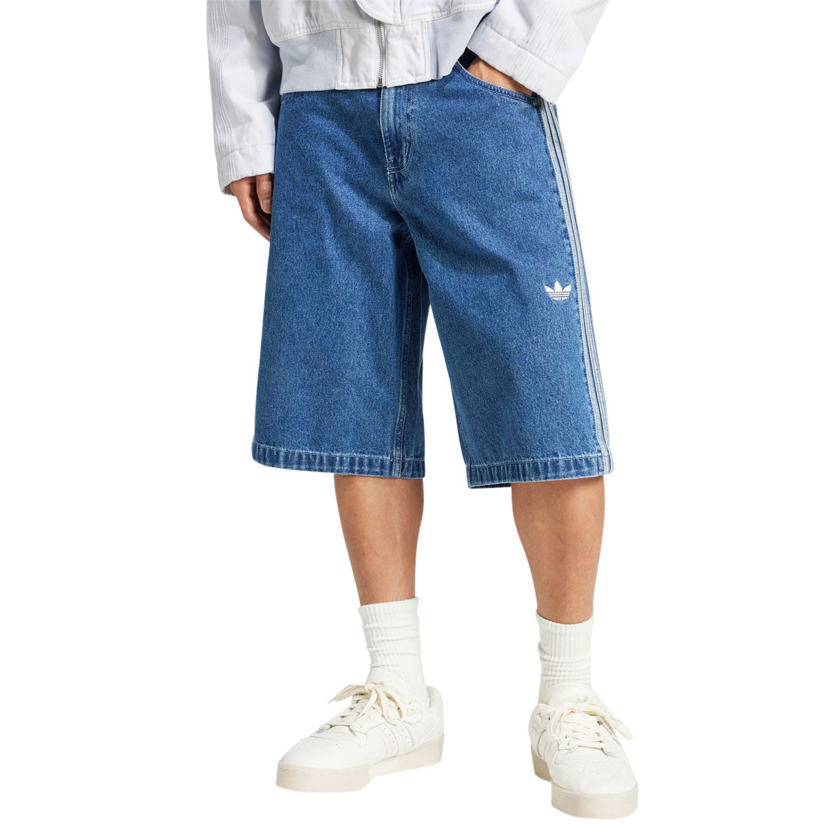 Adidas Denim Firebird Shorts - Medium Blue