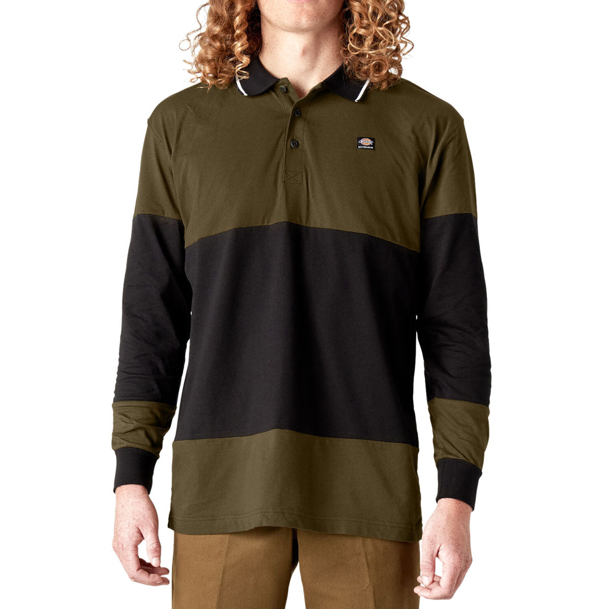 Dickies Rugby Long Sleeve Polo Shirt - Dark Olive image 1
