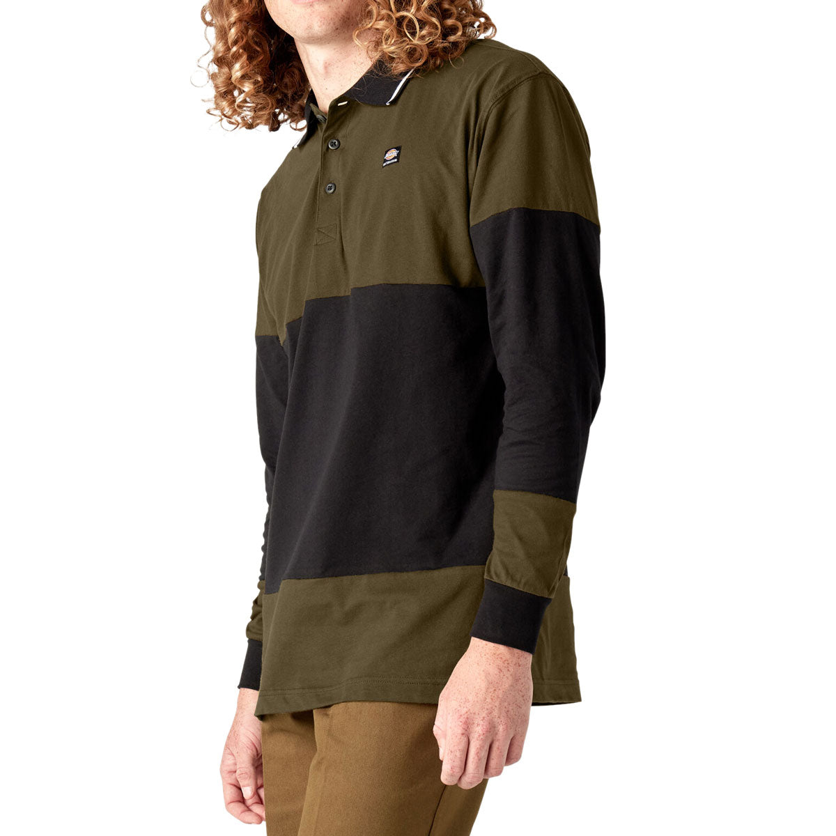 Dickies Rugby Long Sleeve Polo Shirt - Dark Olive image 3