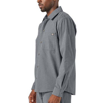 Dickies Lima Pinstripe Long Sleeve Shirt - Charcoal