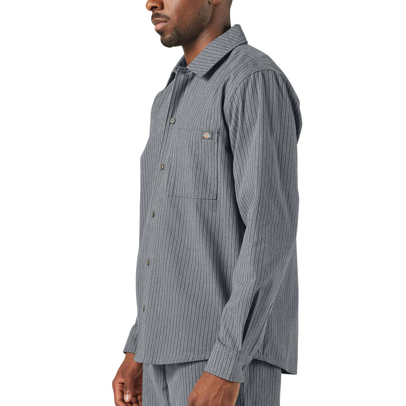 Dickies Lima Pinstripe Long Sleeve Shirt - Charcoal
