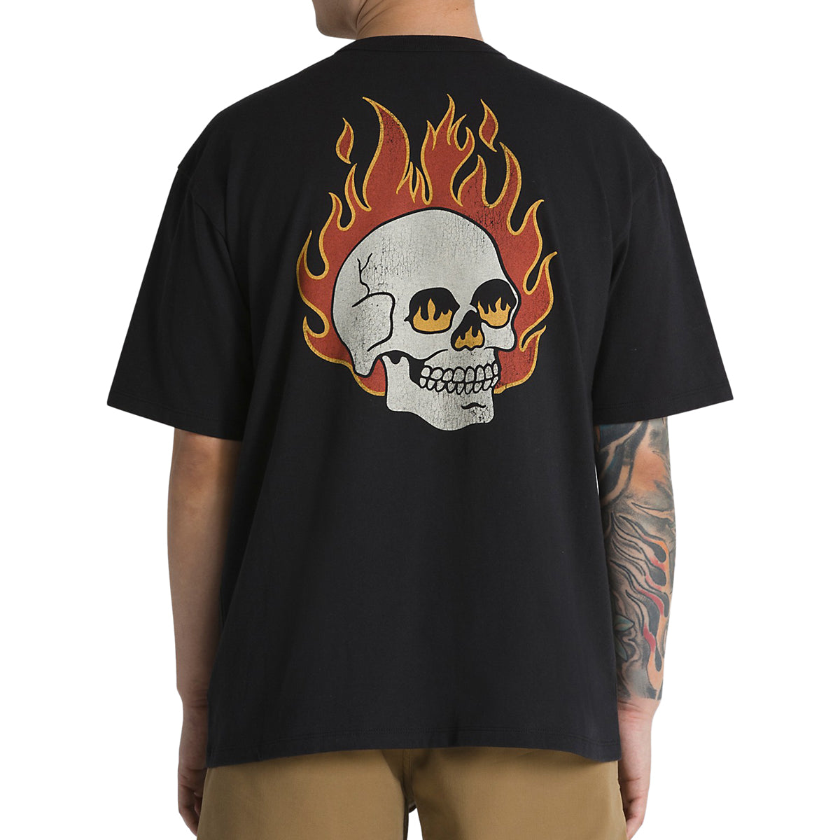 Vans Flaming Skull Washed T-Shirt - Black image 4