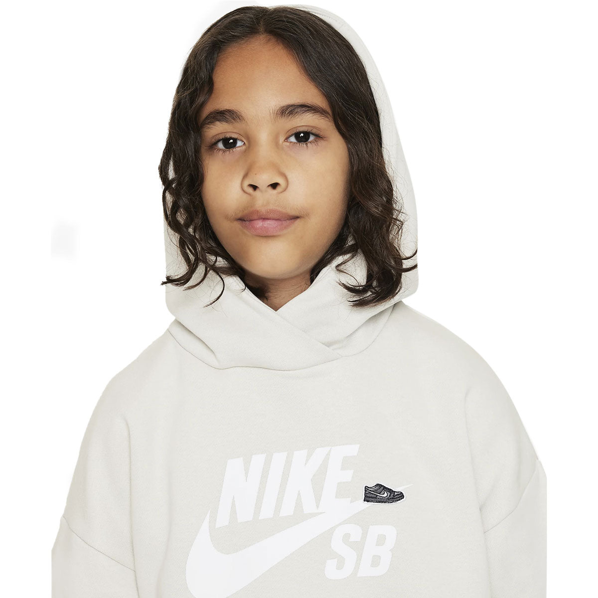 Nike SB Youth Icon Hoodie - Light Bone/White image 3