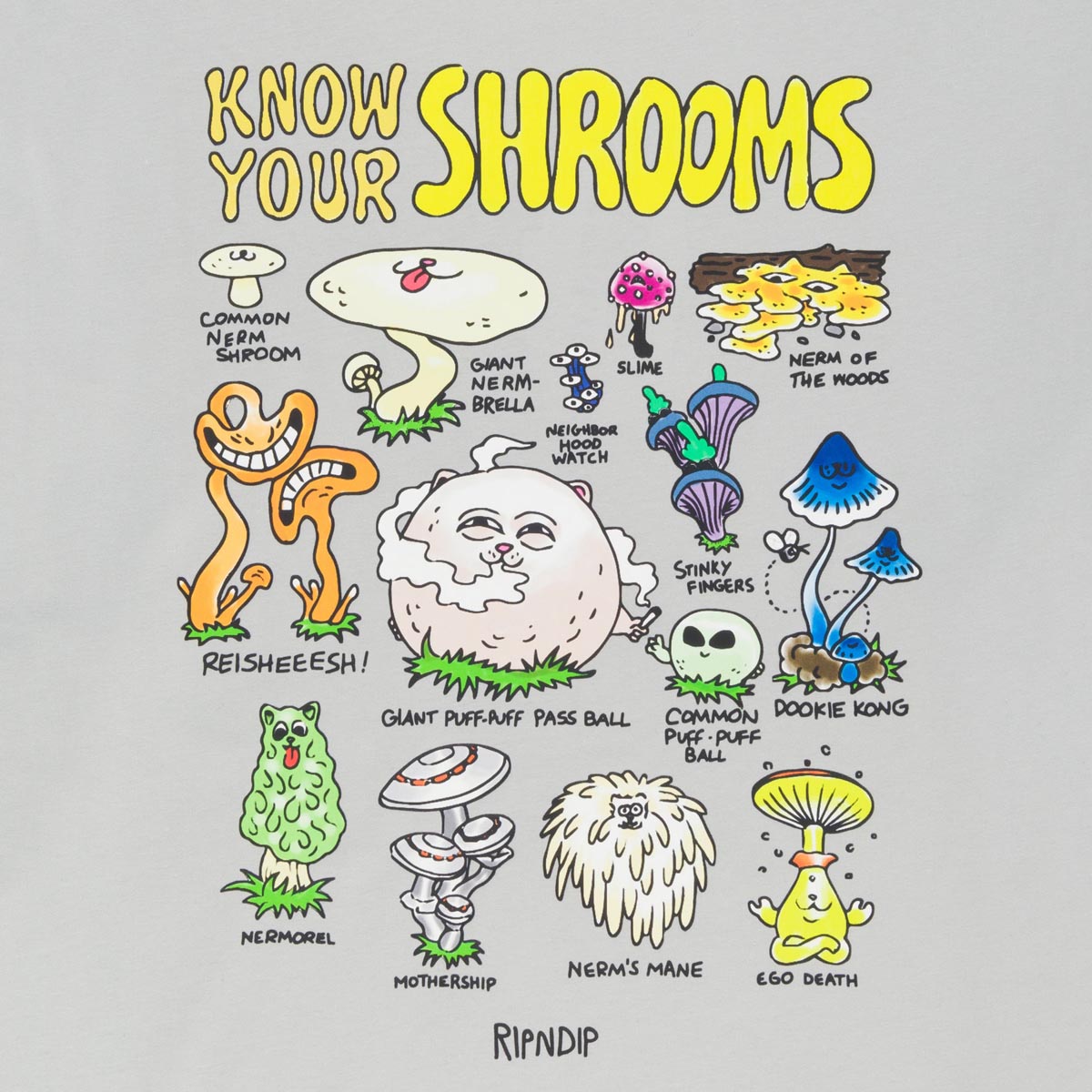 RIPNDIP Know Ur Shrooms T-Shirt - Grey image 4