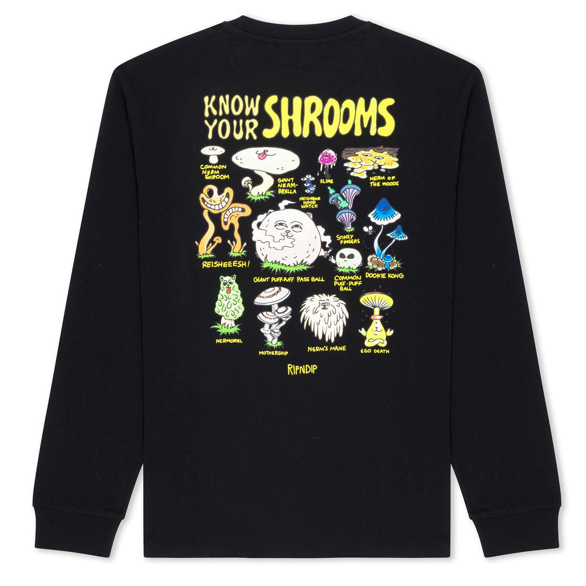 RIPNDIP Know Ur Shrooms Long Sleeve T-Shirt - Black image 1