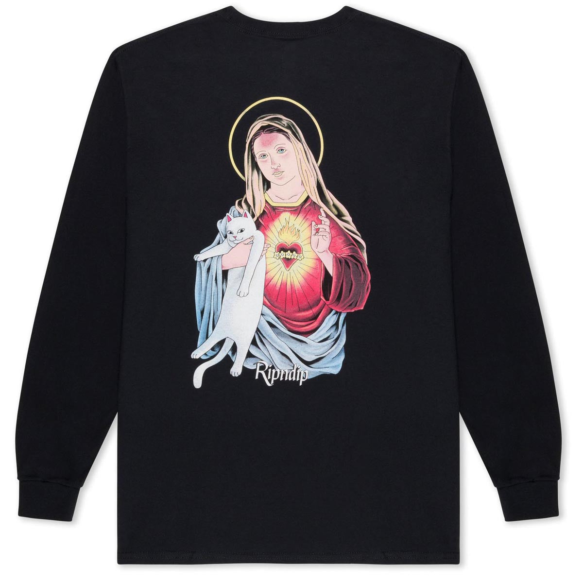 RIPNDIP Mother Mary Long Sleeve T-Shirt - Black image 1