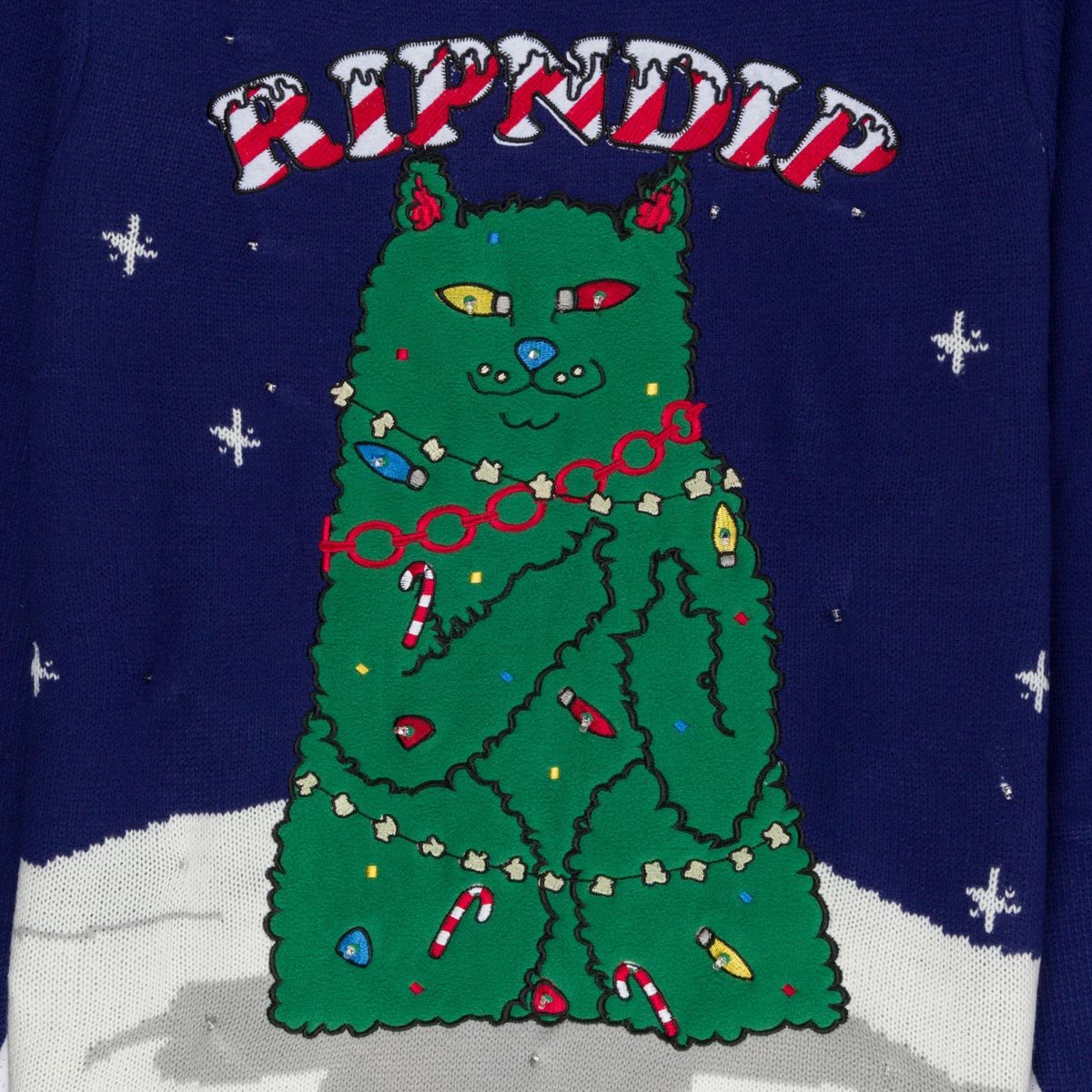 RIPNDIP Litmas Tree Light Up Knit Sweater - Navy image 4