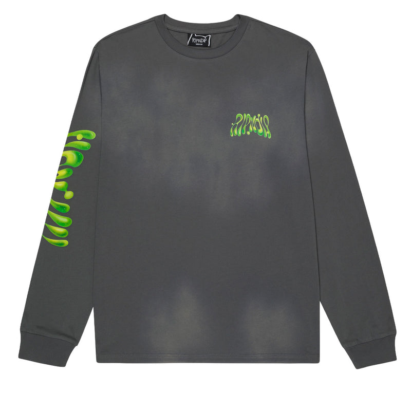 RIPNDIP Lava Lamp Long Sleeve T-Shirt - Charcoal Vintage Wash