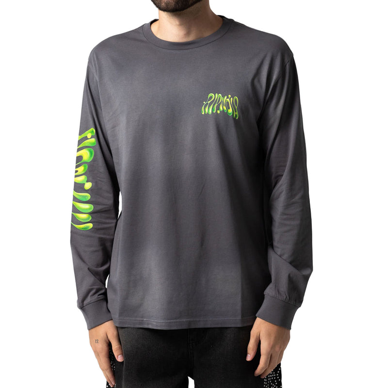 RIPNDIP Lava Lamp Long Sleeve T-Shirt - Charcoal Vintage Wash