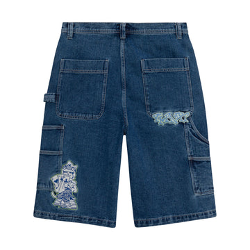 RIPNDIP Ace Ultra Wide Leg Shorts - Medium Wash