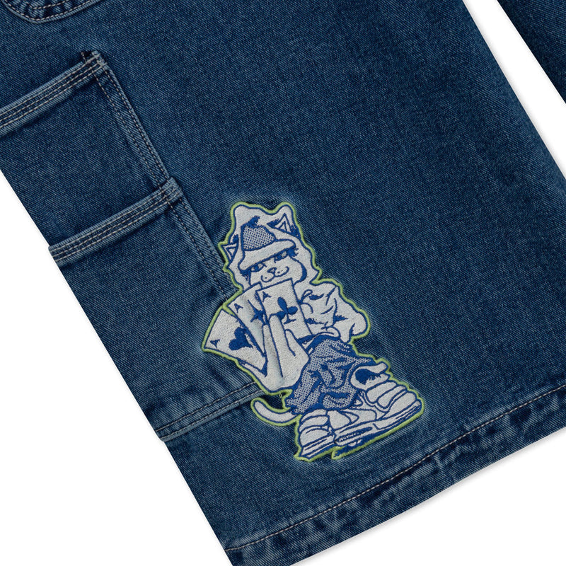 RIPNDIP Ace Ultra Wide Leg Shorts - Medium Wash