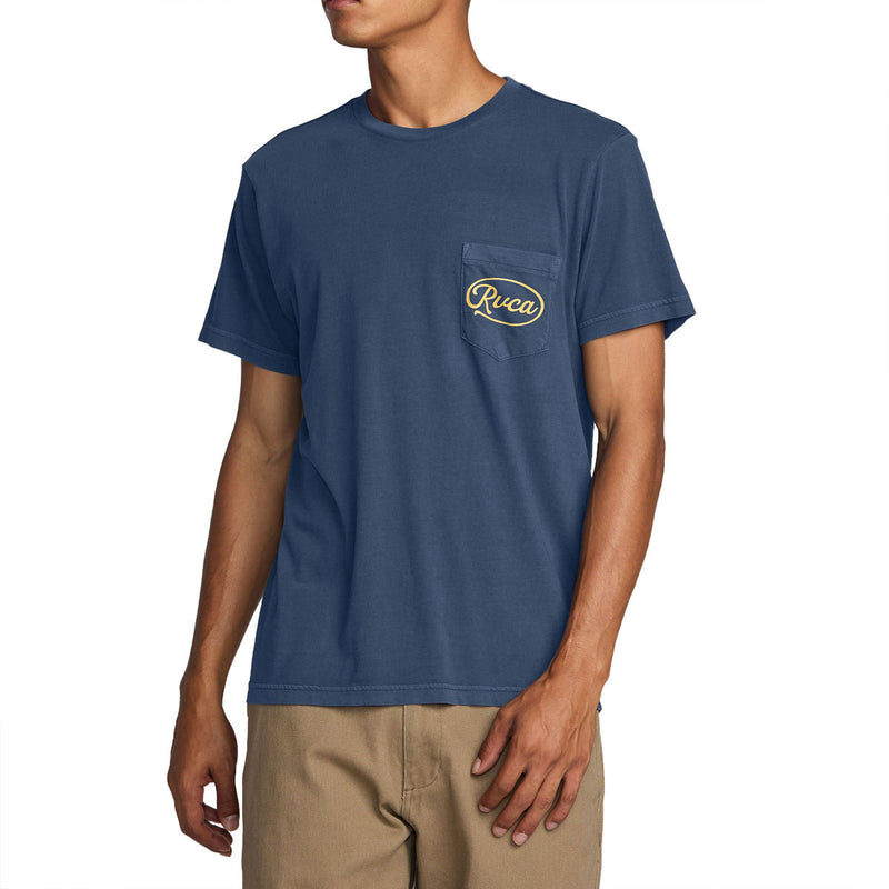 RVCA Contact Scripts Pocket T-Shirt - Moody Blue