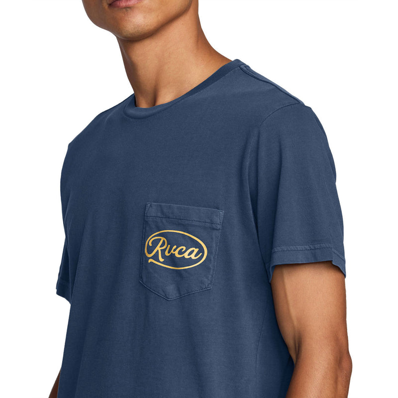 RVCA Contact Scripts Pocket T-Shirt - Moody Blue