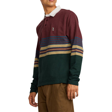 RVCA Harbor Long Sleeve Polo Shirt - Red Earth