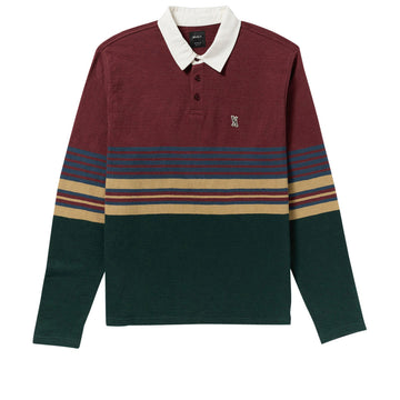 RVCA Harbor Long Sleeve Polo Shirt - Red Earth