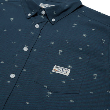 RVCA Exotica Seersucker Shirt - Garage Blue