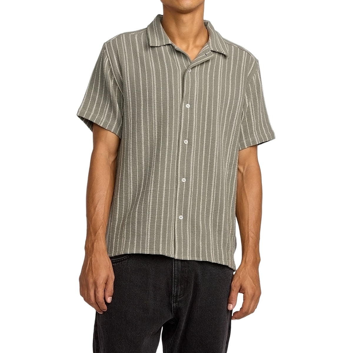 RVCA Vacancy Stripe Shirt - Light Olive image 1