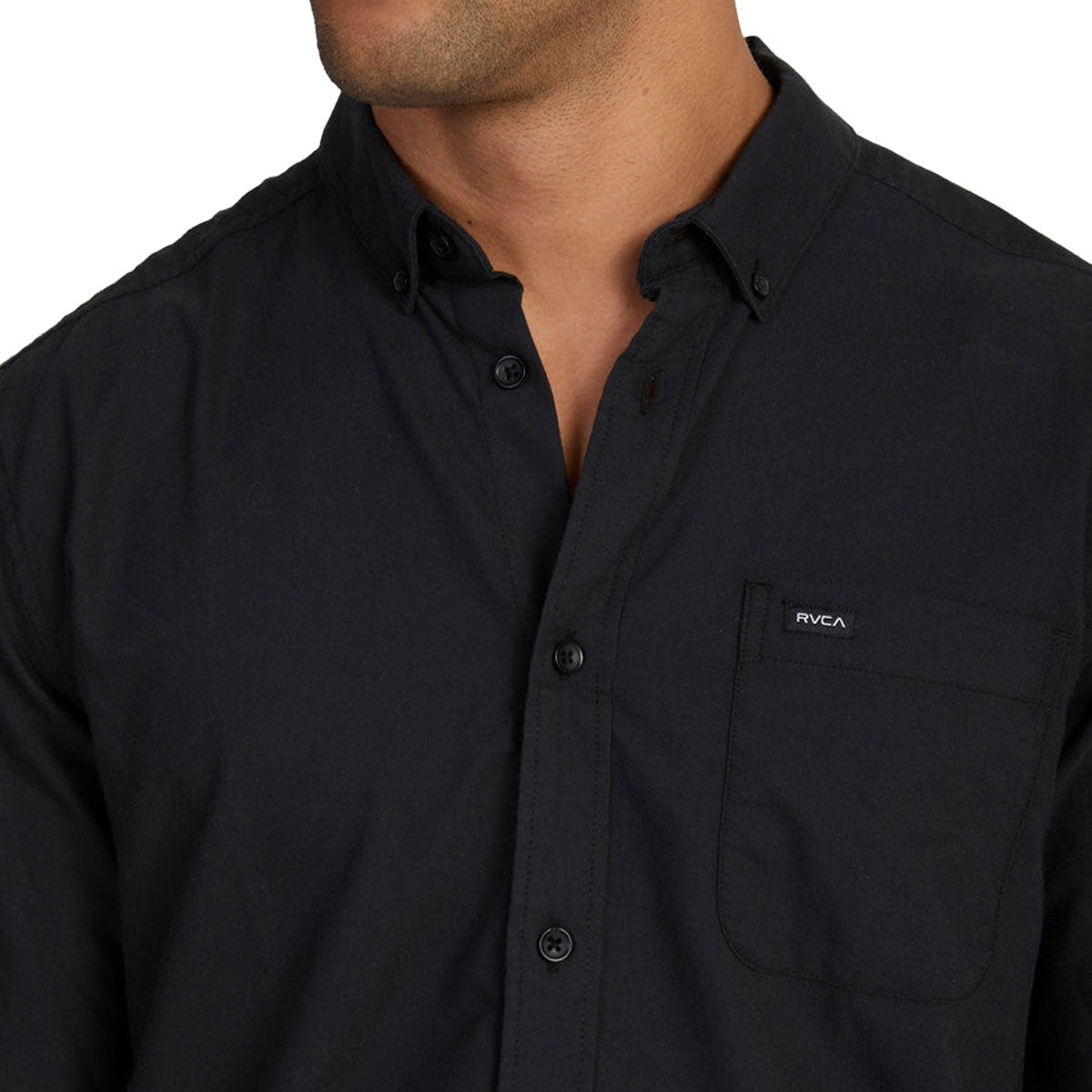 RVCA Thatll Do Stretch Long Sleeve Woven Shirt - Black image 3
