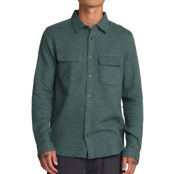 RVCA Dayshift Flannel Long Sleeve Shirt - Balsam Green
