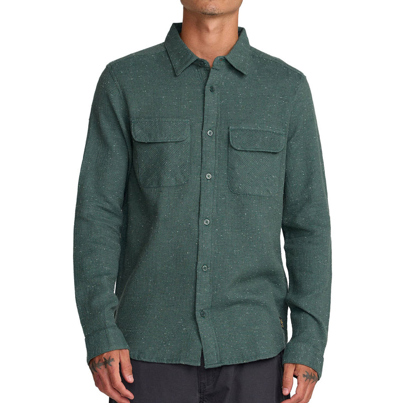 RVCA Dayshift Flannel Long Sleeve Shirt - Balsam Green