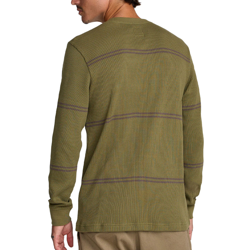 RVCA Dayshift Thermal Stripe Long Sleeve Shirt - Olive