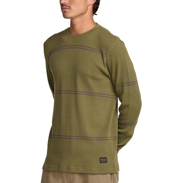 RVCA Dayshift Thermal Stripe Long Sleeve Shirt - Olive