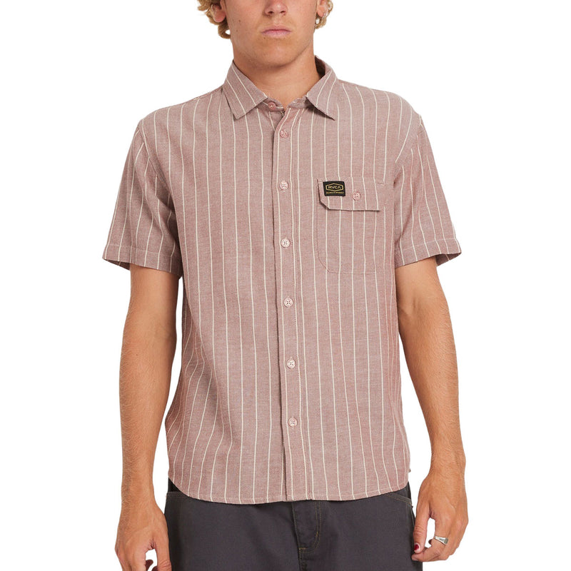 RVCA Dayshift Stripe II Shirt - Red Earth