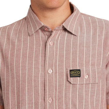 RVCA Dayshift Stripe II Shirt - Red Earth