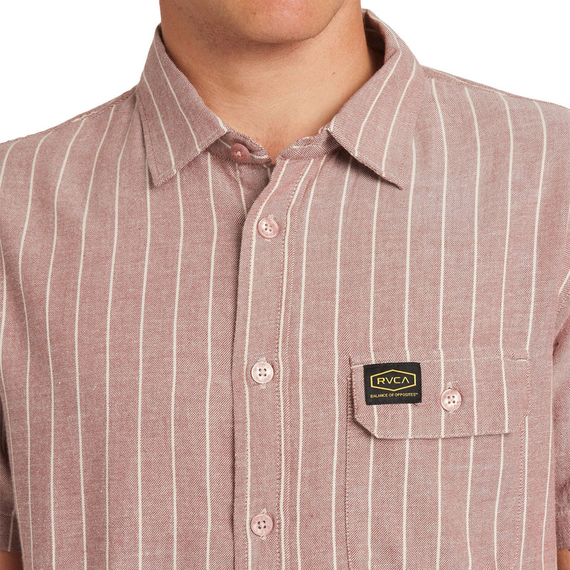RVCA Dayshift Stripe II Shirt - Red Earth