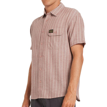 RVCA Dayshift Stripe II Shirt - Red Earth