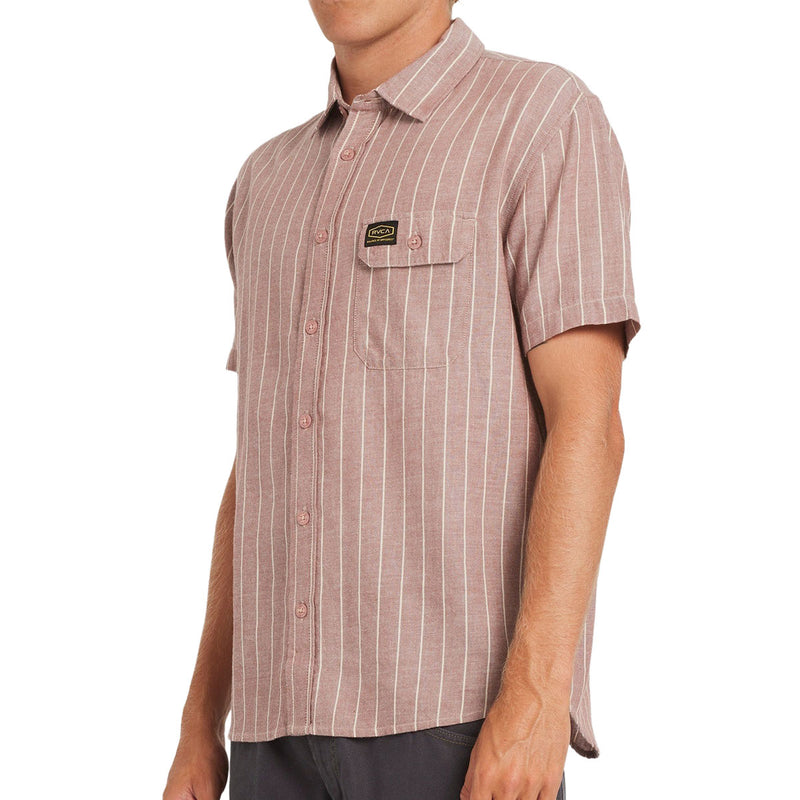 RVCA Dayshift Stripe II Shirt - Red Earth