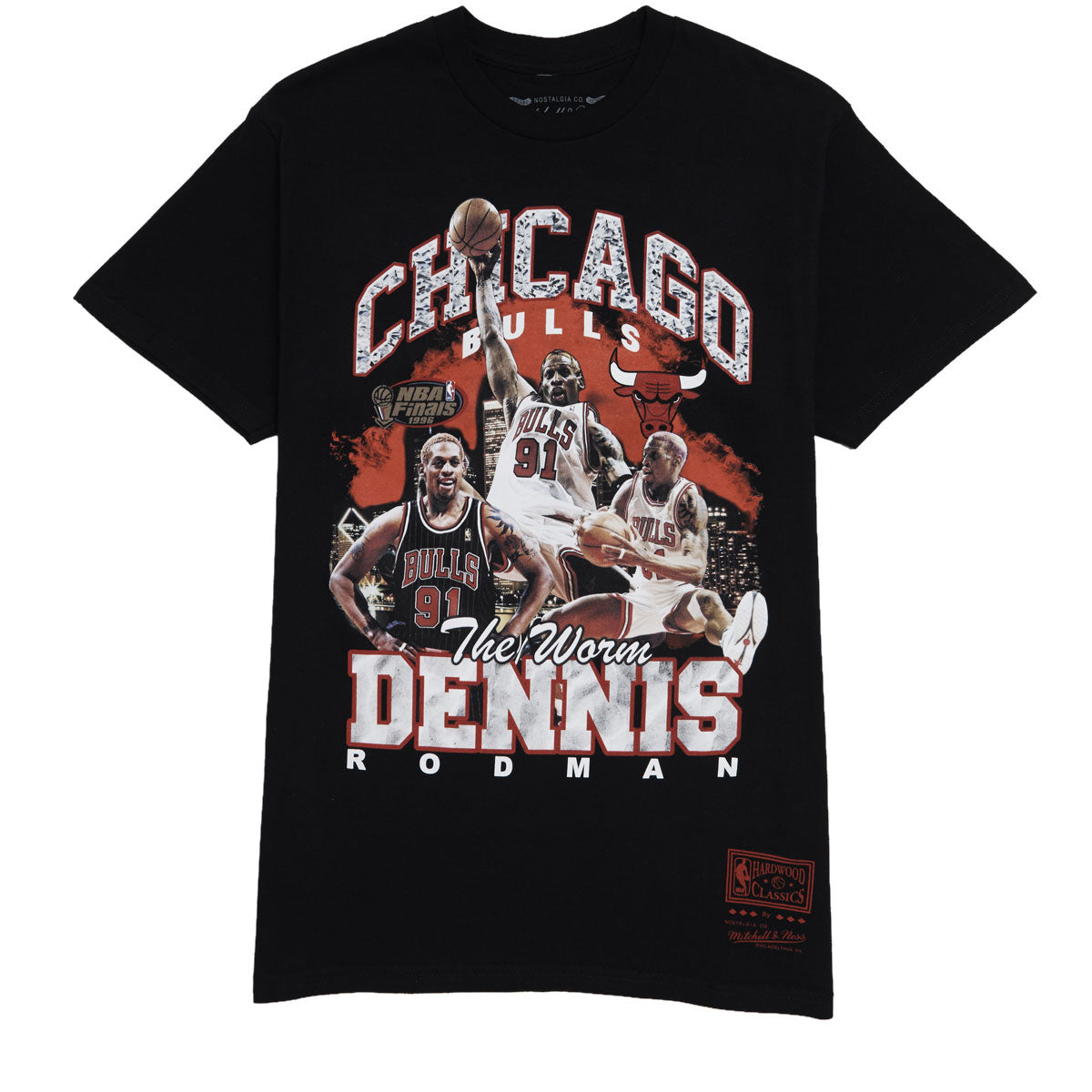Mitchell & Ness x NBA Bling Bulls Dennis Rodman T-Shirt - Black image 1