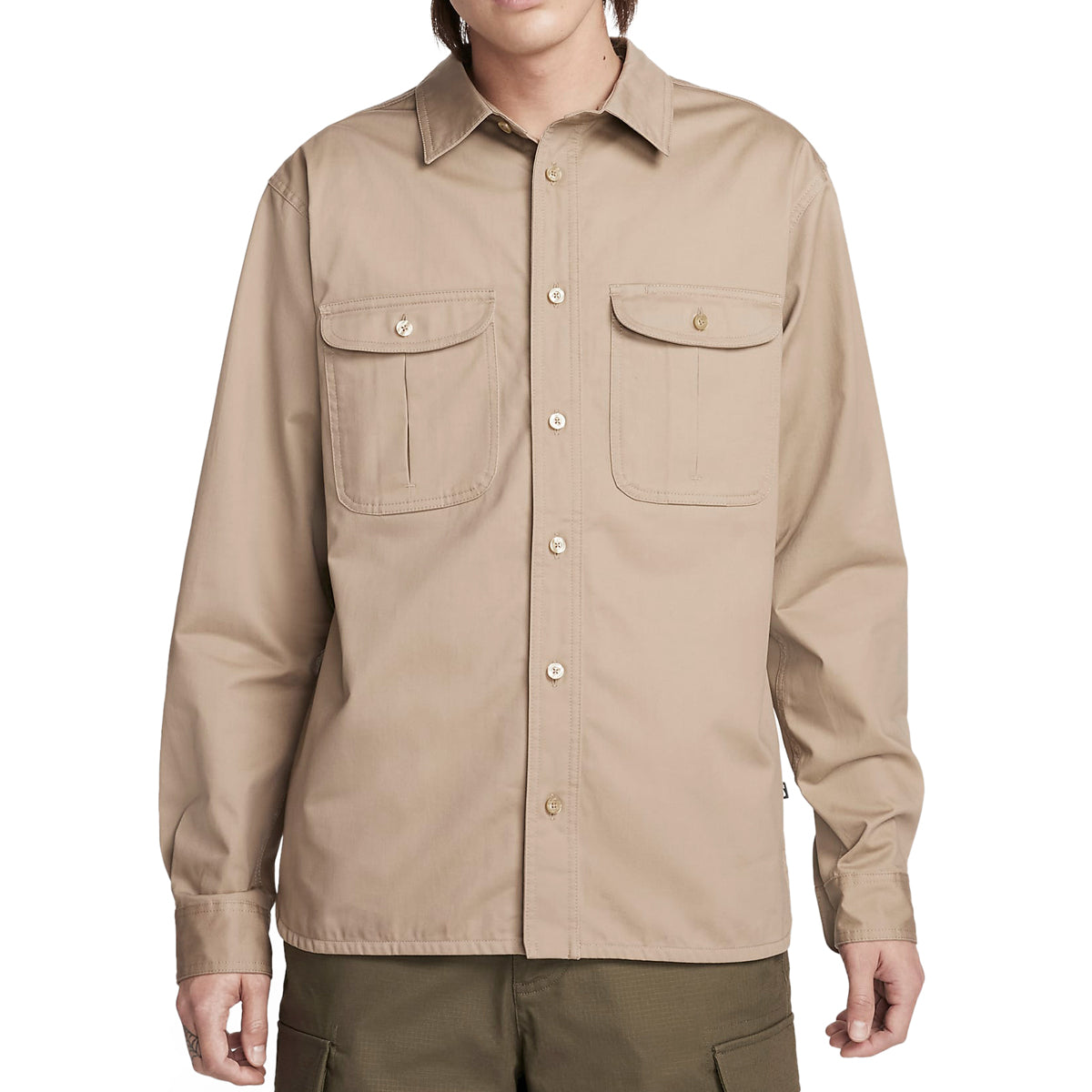Nike SB Tanglin Button Up Woven Long Sleeve Shirt - Khaki image 1