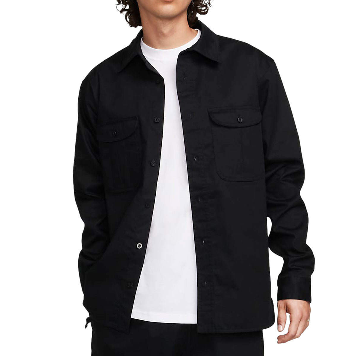 Nike SB Tanglin Button Up Long Sleeve Shirt Black