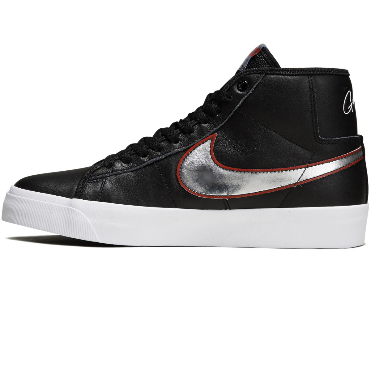 Nike SB Zoom Blazer Mid Pro GT Shoes - Black/Metallic Silver/University Red image 2