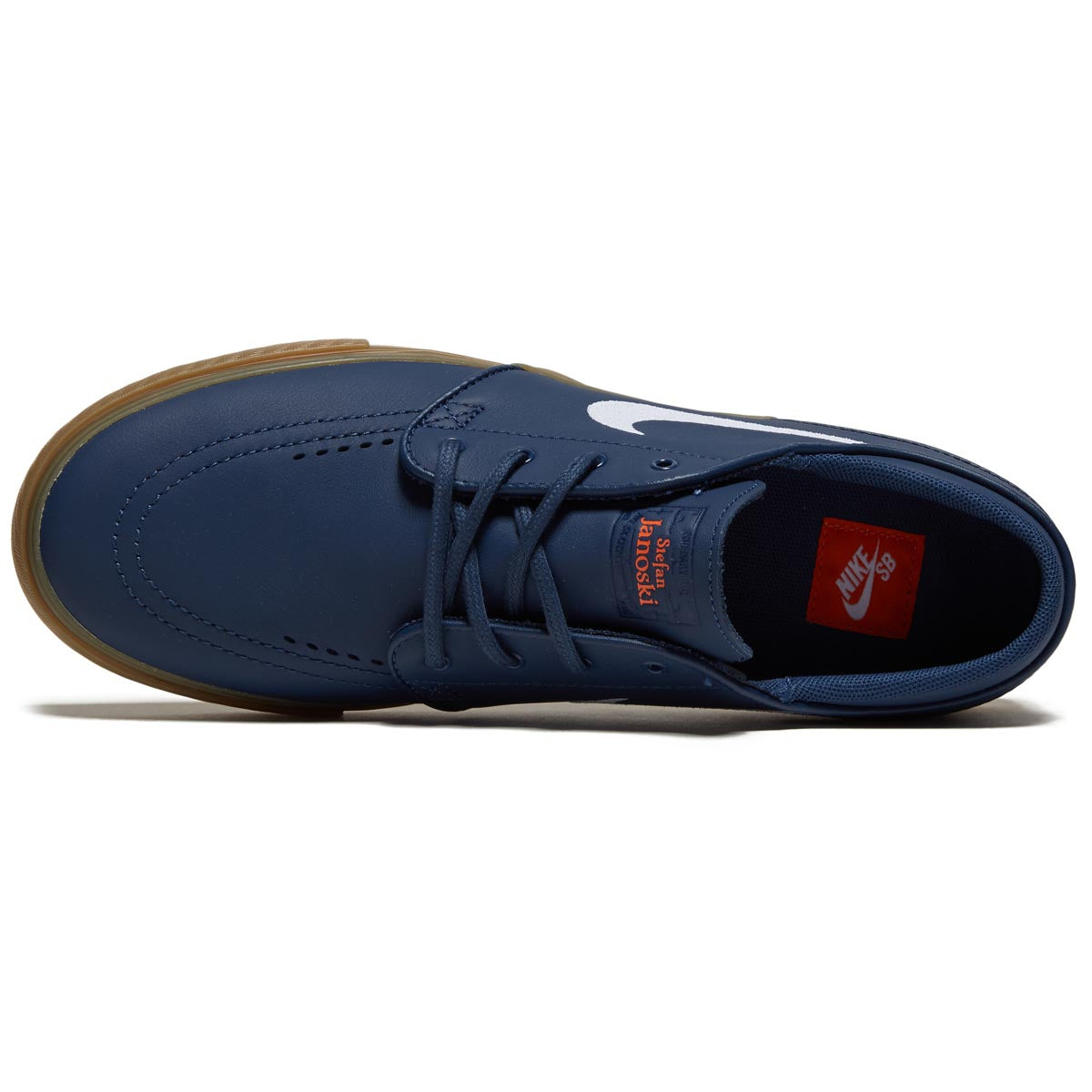 Nike SB Zoom Janoski OG Plus Shoes - Navy/White/Navy/Gum Light Brown image 3