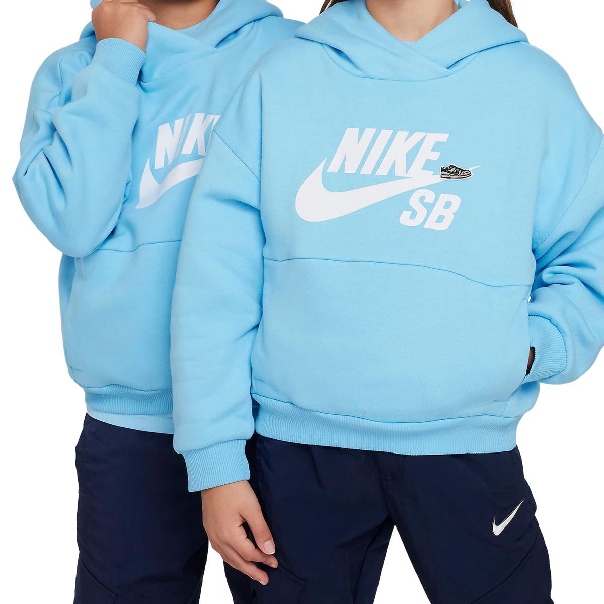 Nike SB Youth Icon Fleece EasyOn Hoodie - Aquarius Blue/White image 2