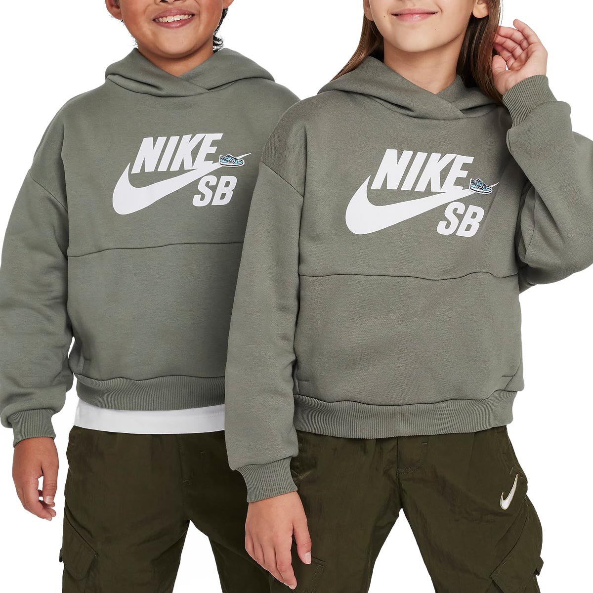 Nike SB Youth Icon Fleece EasyOn Hoodie - Dark Stucco/White image 2