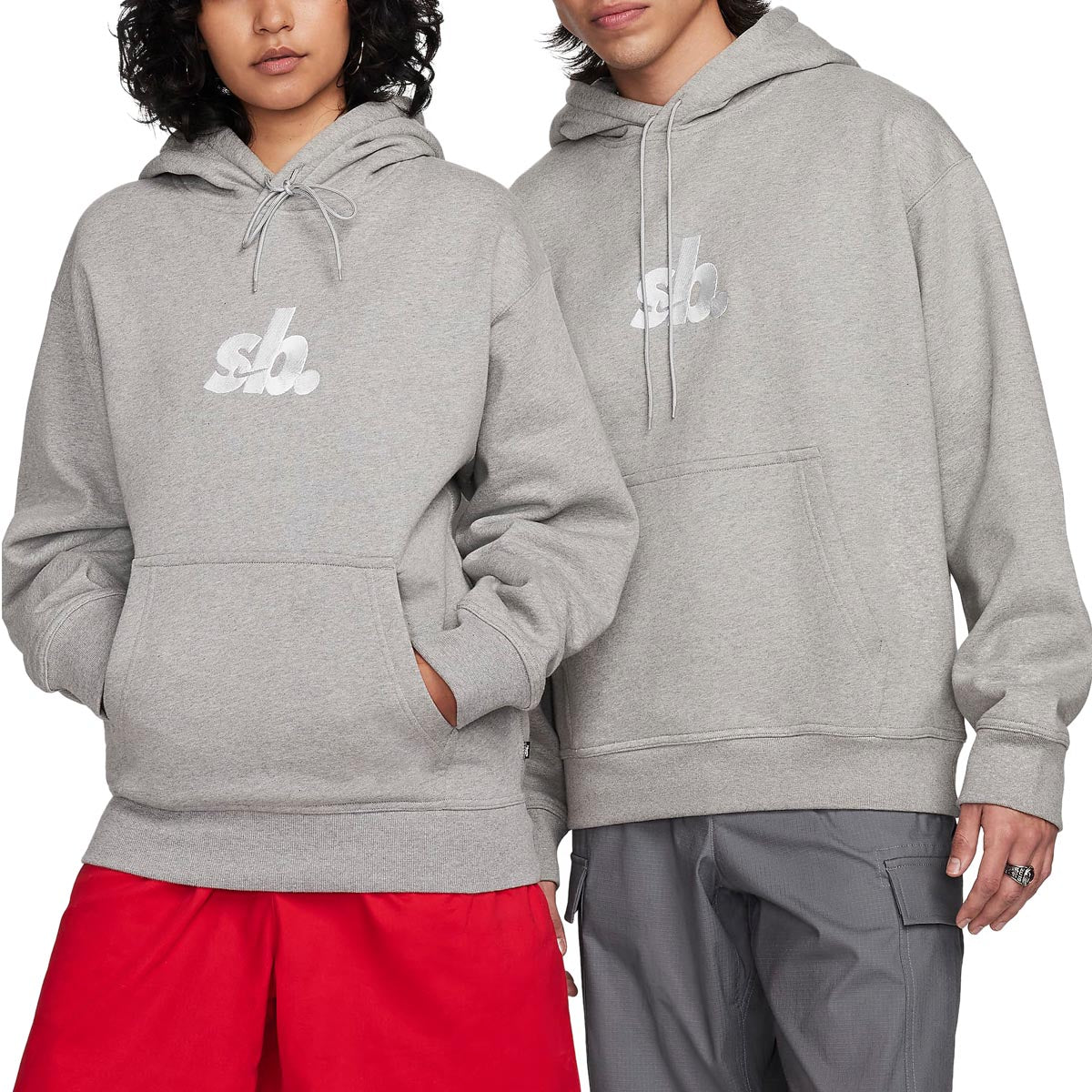 Nike SB Satin Stiched Logo Hoodie - Dark Grey Heather/White image 4