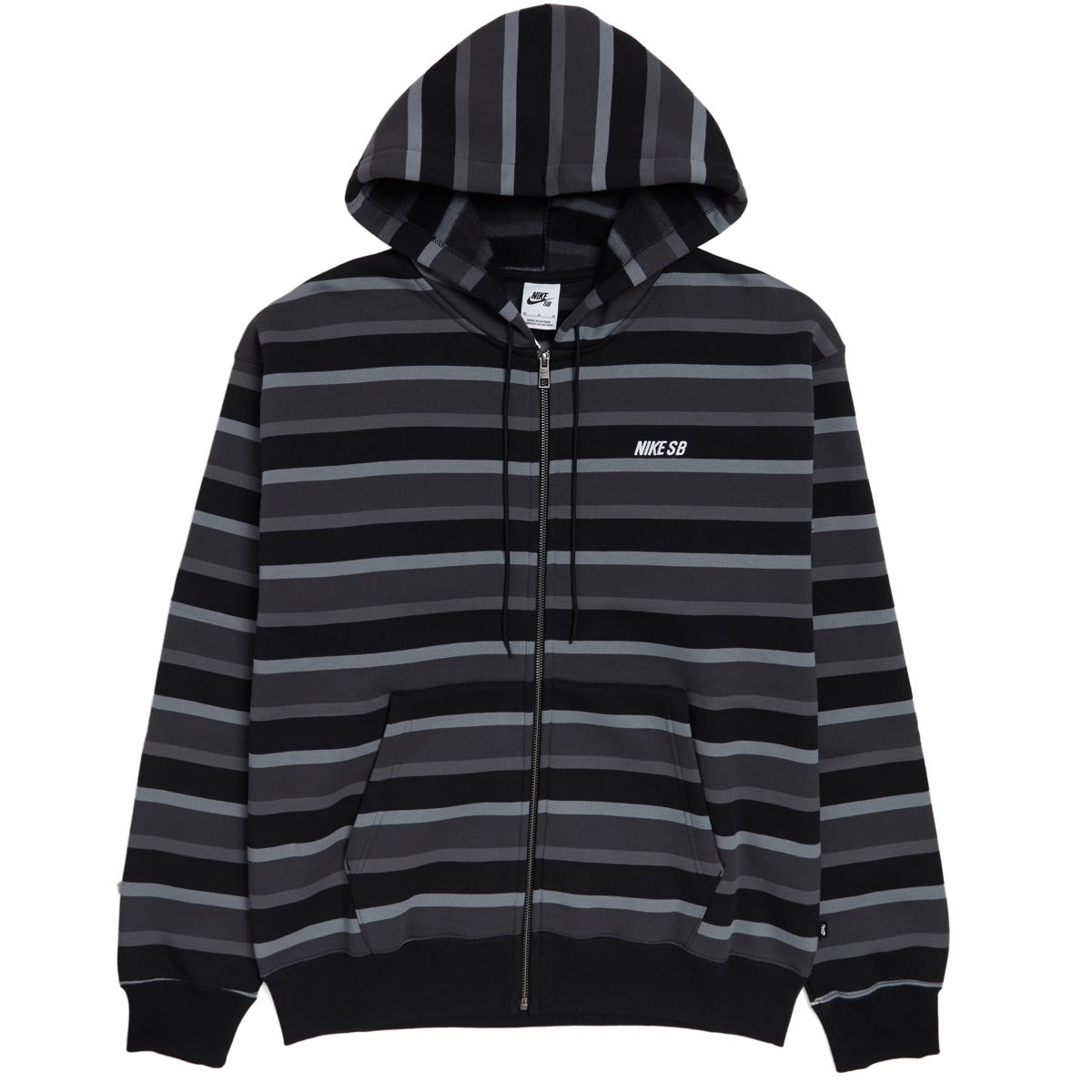 Nike SB Striped Zip Up Hoodie - Cool Grey/Anthracite/White image 1