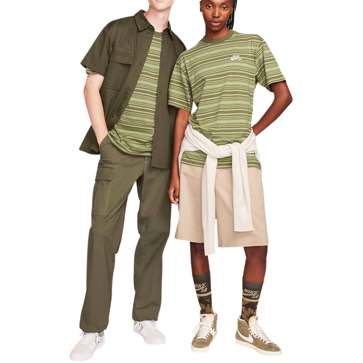 Nike SB Striped T-Shirt - Oil Green image 5