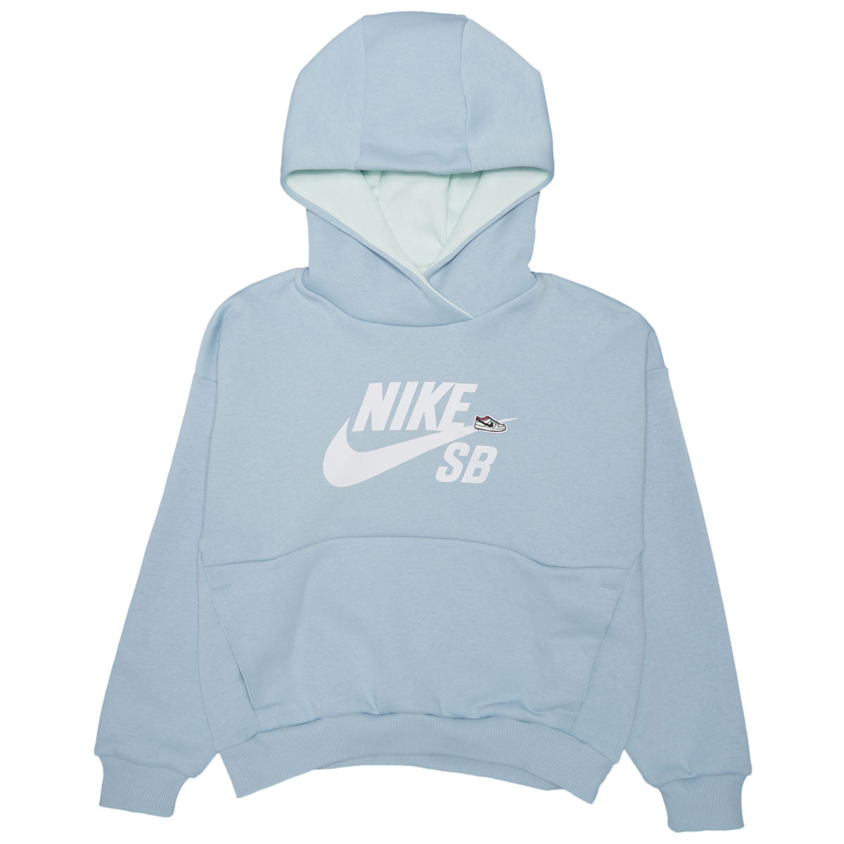 Nike SB Youth Icon Fleece Easy On Hoodie - Light Armory Blue/Barely Green/White image 1