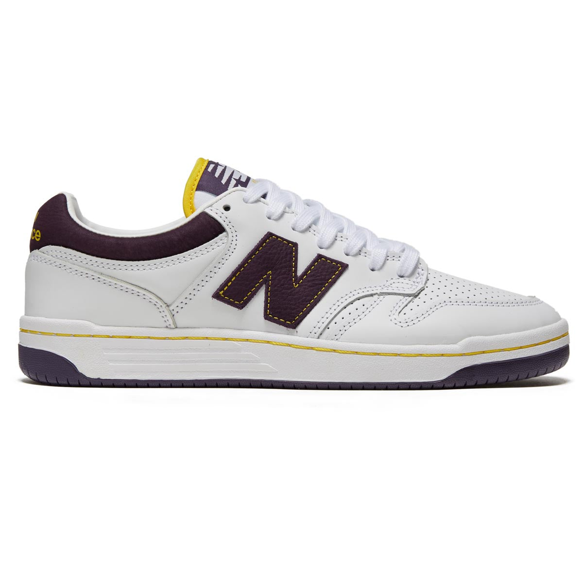 New Balance 480 Shoes - White/Purple/Gold image 1