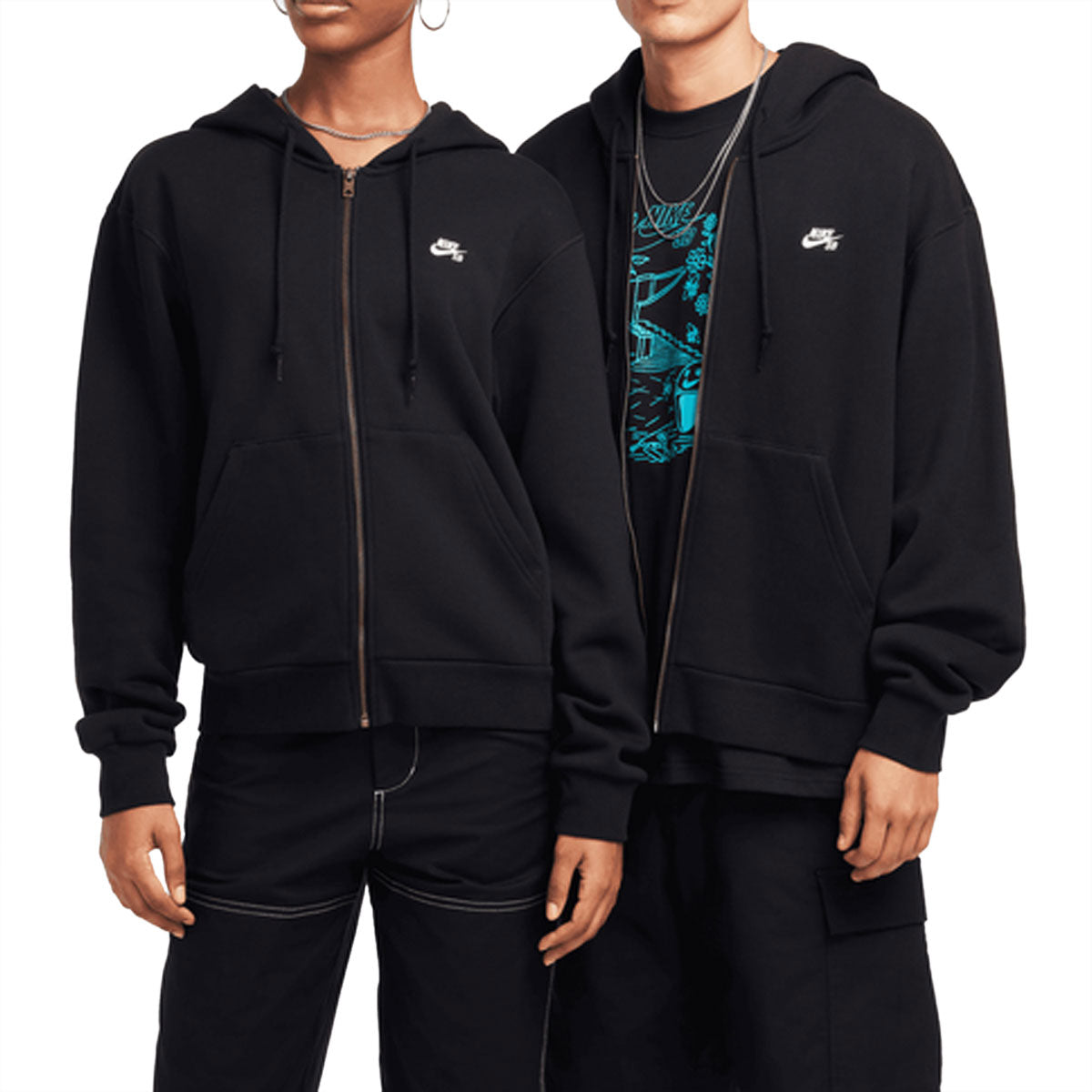 Nike SB Logo Zip Up Hoodie Black Xs
