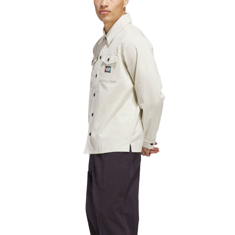 Adidas Shmoofoil Corduroy Long Sleeve Shirt - Aluminum/Shadow Red
