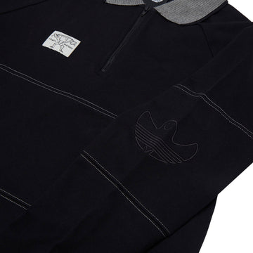 Adidas Shmoofoil Heavyweight Long Sleeve Rugby Shirt - Black/Aluminum